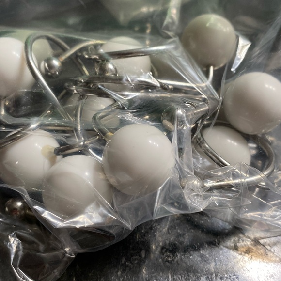 Shower curtain hook set up 12 they look like white gumballs - Picture 1 of 3